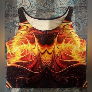 devil walking YELLOW BLAZE FESTIVAL CROP TOP and booty shorts